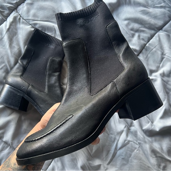 See by Chloe Wendy stretch-knit leather Chelsea boots size 42 - Picture 2 of 9